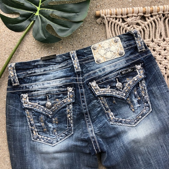 New Miss Me Distressed Easy Crop Jeans Size 27 - Picture 6 of 7